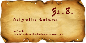 Zsigovits Barbara névjegykártya