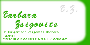 barbara zsigovits business card